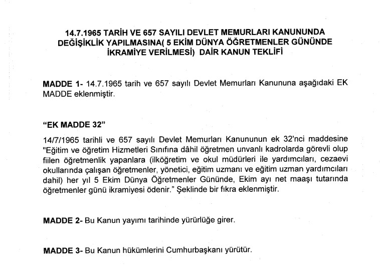 5 Ekim Dünya Öğretmenler Gününde Öğretmenlere Bir Maaş İkramiye Verilsin Talebi