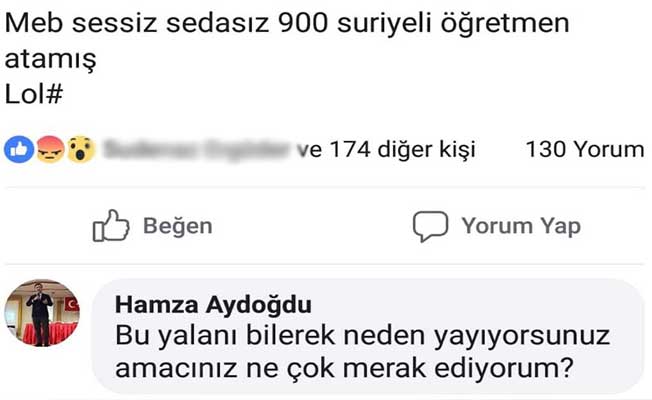 Suriyeli Öğretmen Ataması Haberine Hamza Aydoğdu&#039;dan Tepki Geldi