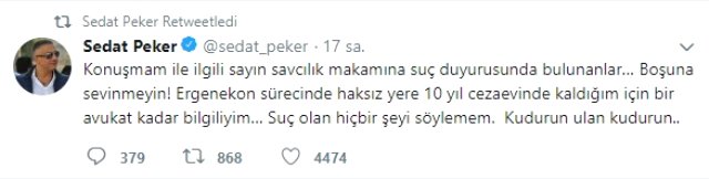 Silahlanma Çağrısında Bulunup &quot;Kudurun Ulan Kudurun&quot; Demişti Sedat Peker Hakkında Soruşturma Başlatıldı