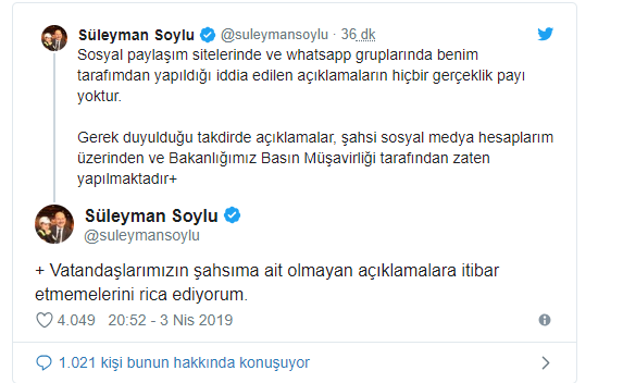 İçişleri Bakanı Süleyman Soylu&#039;dan 31 Mart 2019 Yerel Seçim Sonrası İlk Açıklama