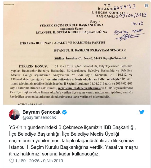 AK Parti&#039;den Flaş Hamle! Büyükçekmece Seçim İtirazı İçin YSK&#039;ya Dilekçe Verildi