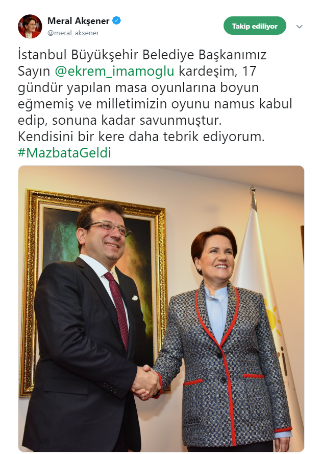 Meral Akşener, Tunç Soyer ve Muharrem İnce İmamoğlu&#039;nu Tebrik Etti!