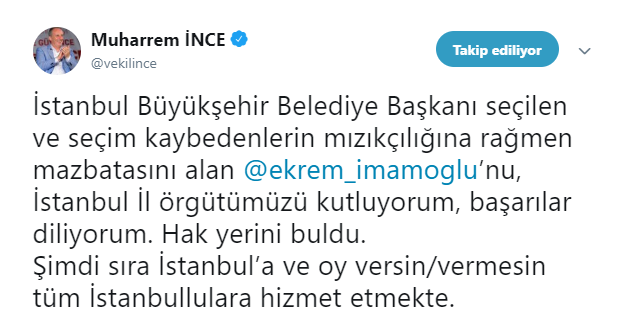 Meral Akşener, Tunç Soyer ve Muharrem İnce İmamoğlu&#039;nu Tebrik Etti!