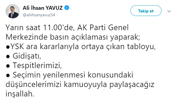 AK Parti&#039;den Yeni, YSK ve İstanbul Açıklaması!
