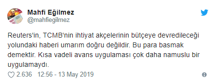 Reuters: &quot;MB&#039;nin ihtiyat akçesi bütçeye aktarılacak&quot; açıklamasına ekonomistler bu para basmak demek diye tepki gösterdi!