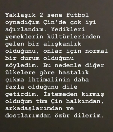 Futbolcu Burak Yılmaz Çin halkından özür diledi!