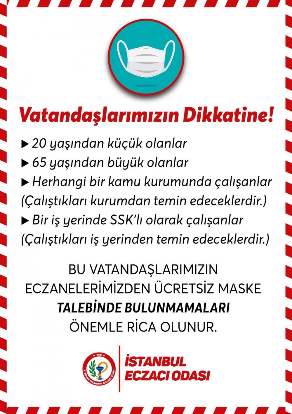 Maske alma sınırlaması getirildi! SGK’lı çalışanlara ve kamu çalışanlarına eczanelerden maske verilmeyecek!