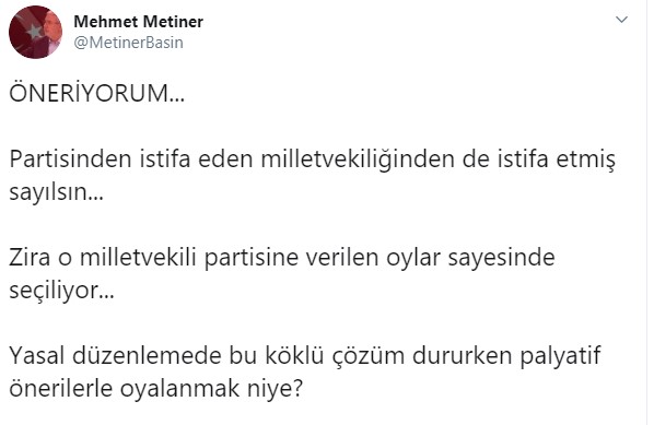 Partisinden istifa edecek milletvekilleri ile ilgili flaş öneri! Milletvekilliğinden de istifa etmiş sayılsınlar