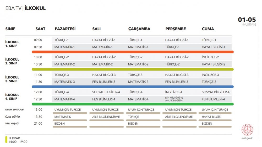 TRT EBA TV 1-5 Haziran ders programı belli oldu! EBA TV İlkokul, ortaokul ve lise ders saatleri açıklandı
