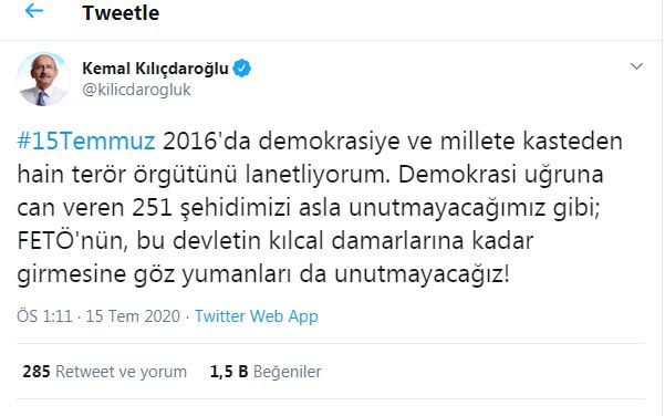 Kılıçdaroğlu’ndan dikkat çeken 15 Temmuz mesajı!