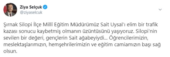 Son Dakika Milli Eğitim Bakanı Acı haberi duyurdu! Silopi İlçe Milli Eğitim Müdürü Sait Uysal hayatını kaybetti