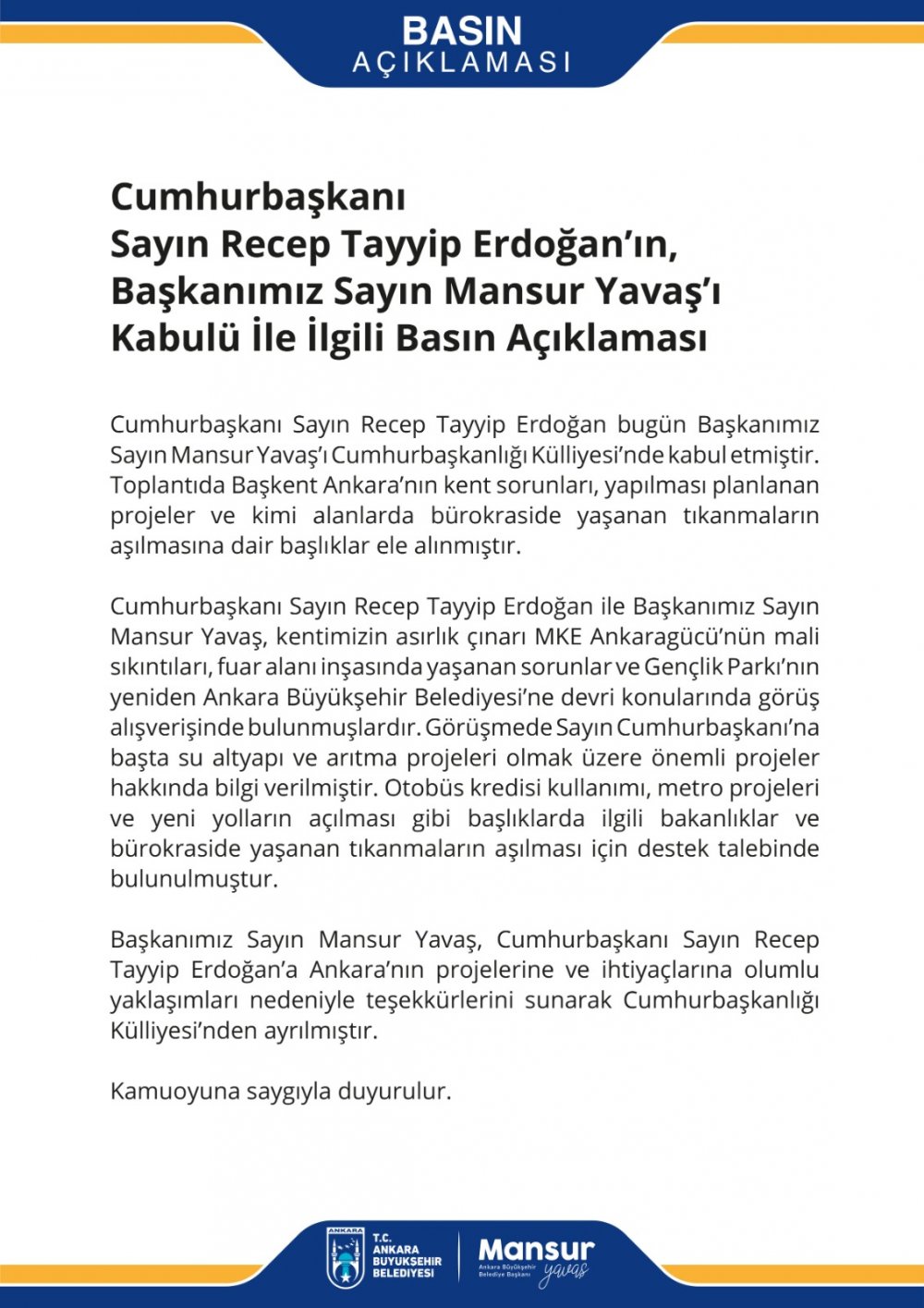 Beştepe&#39;de Cumhurbaşkanı Erdoğan ve ABB Başkanı Yavaş arasında kritik görüşme! Detaylar belli oldu