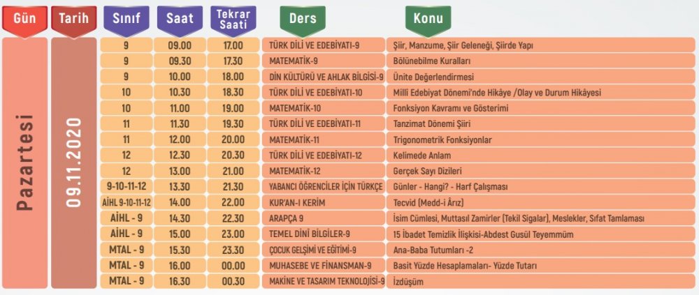 9-13 Kasım TRT EBA TV ders programı açıklandı! Bugün TRT EBA TV ders programı belli oldu! TRT EBA TV izle