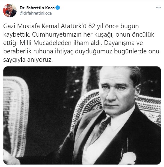 Bakan Koca 10 Kasım paylaşımını değiştirdi!