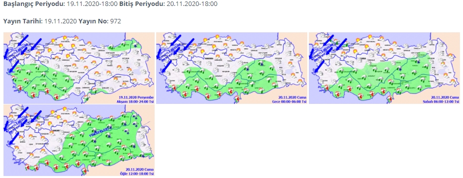 Akşam saatlerinde 13 ile kar, sağanak yağış, fırtına ve hortum uyarısı yapıldı! Gece saatlerinden itibaren çok kuvvetli geliyor!